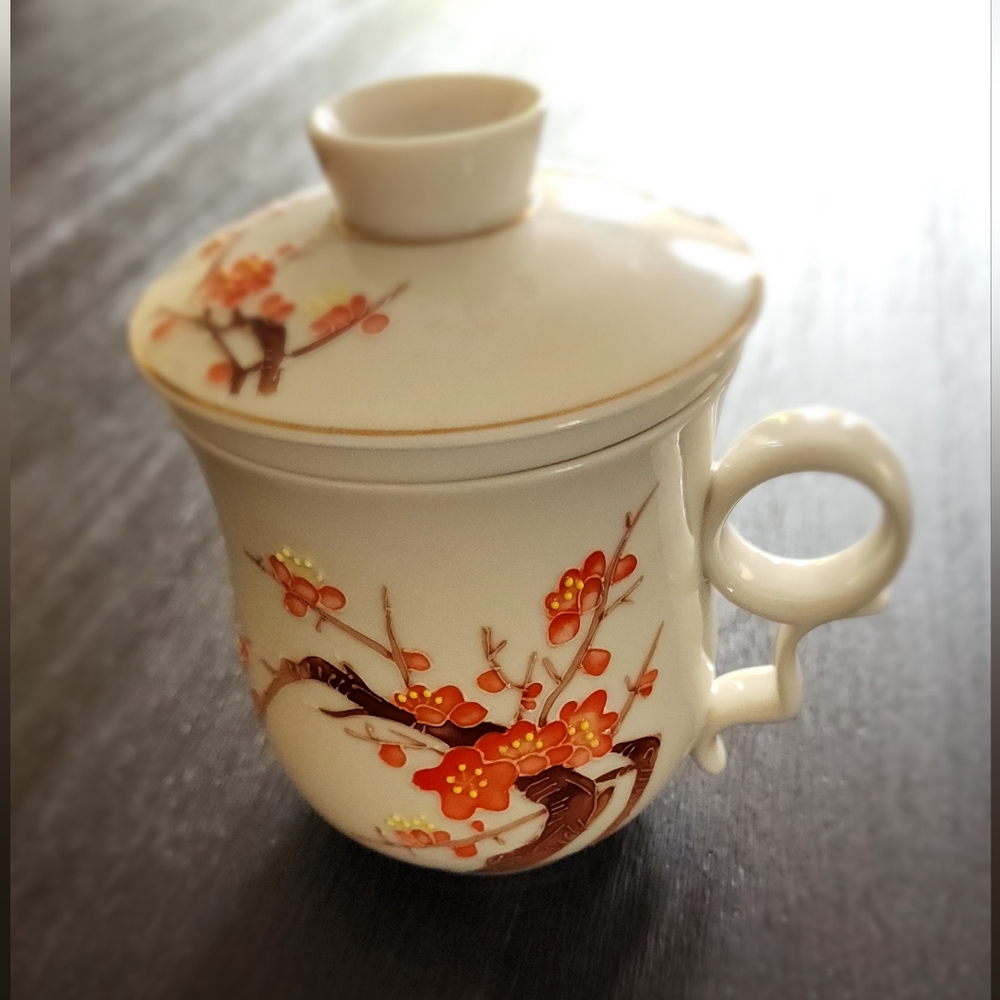 Teavana Cherry Blossom Tea Cup with infuser and lid - 3 piece set